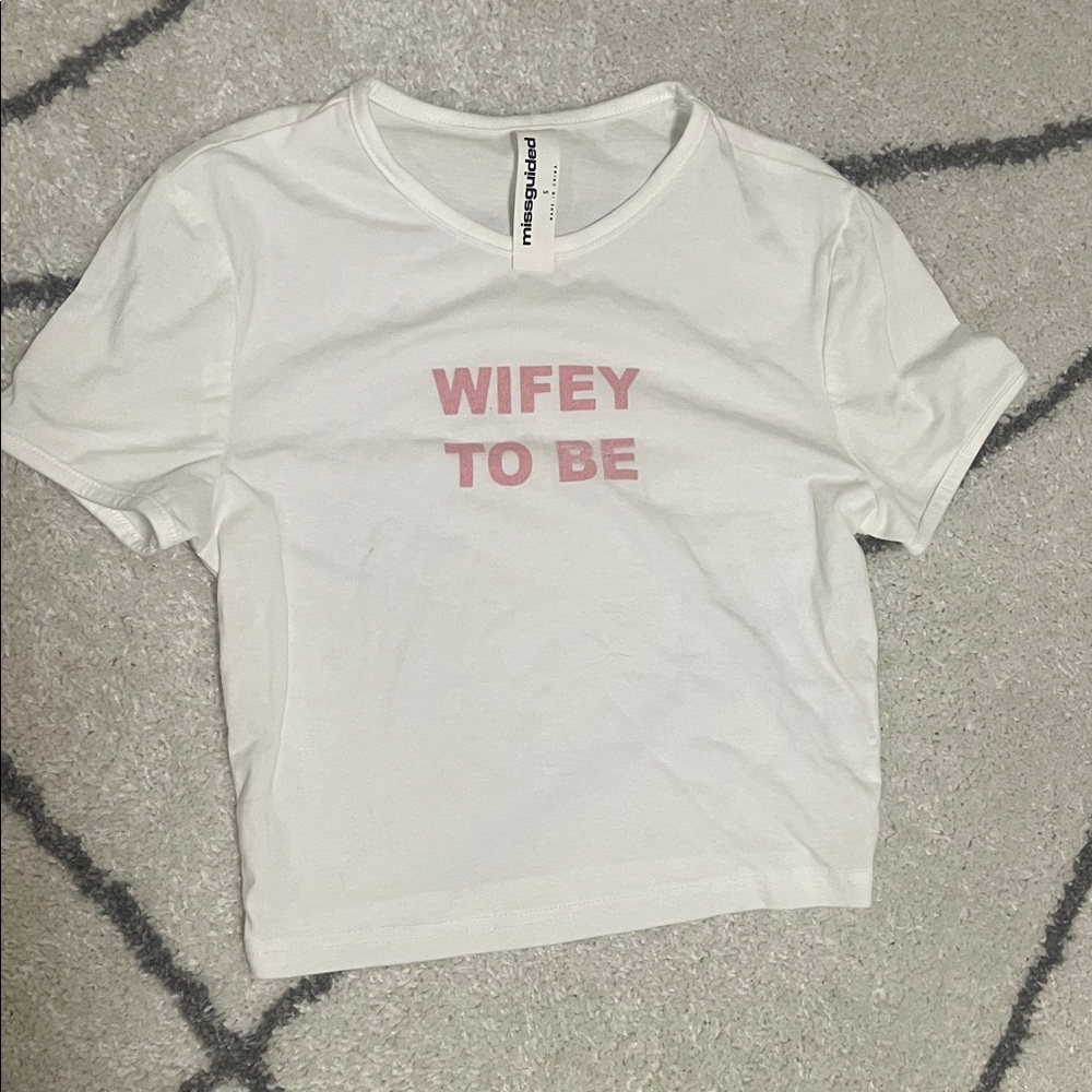 Missguided White Tee with Pink 'Wifey To Be' Print